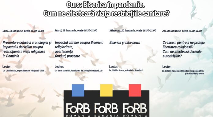 Curs online FoRB: ”Biserica în pandemie. Cum ne afectează viața restricțiile sanitare?”